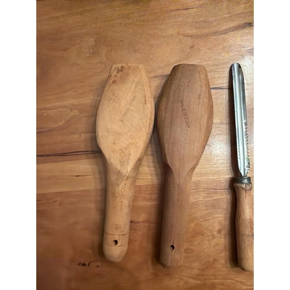 Vintage Hand Carved Wooden Ma'amoul Cookie and Butter Mold Set with Tools